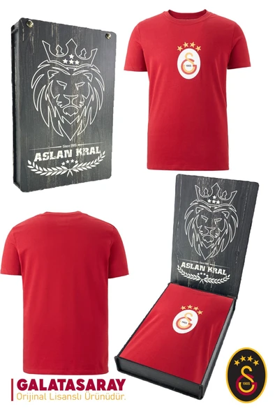 Galatasaray Orijinal Lisanslı Arma T-Shirt Hediyelik Ahşap Kutulu ürün görseli 1