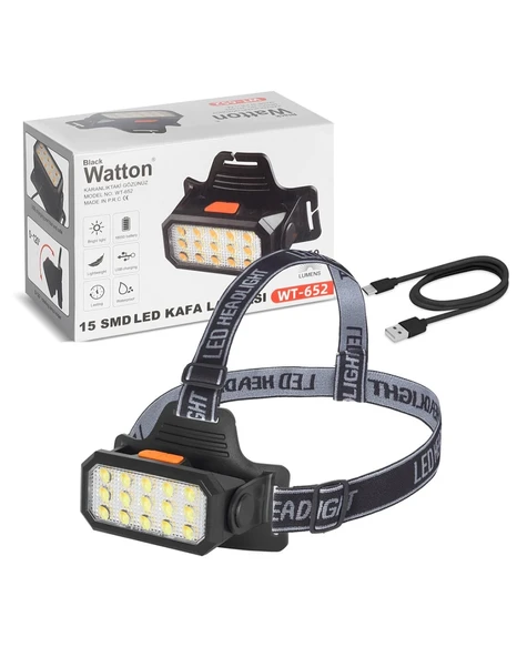 WATTON WT-652 BEYAZ ŞARJLI KAFA LAMBASI ürün görseli 1