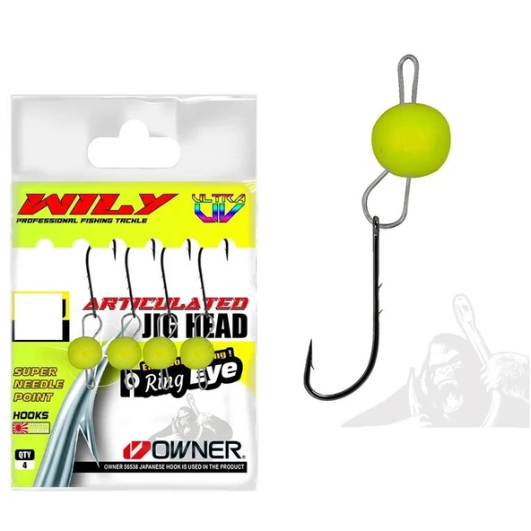 Wily Jig Head Mafsallı Owner İğneli Limon 3 gr ürün görseli 1