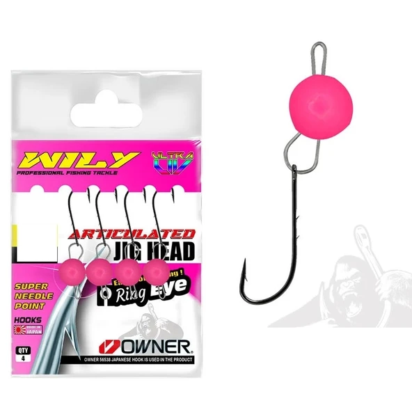 Wily Jig Head Mafsallı Owner İğneli Pembe 3 gr ürün görseli 1