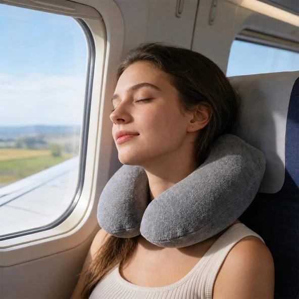Homedius Visco Travel Seyahat Yastığı  Beyaz 27x31 ürün görseli 1