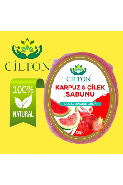 CİLTON  KARPUZ & ÇİLEK SABUNU DOĞAL SÜNGERLİ SABUN 150 ML ürün görseli 1