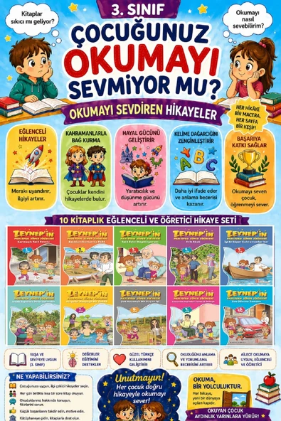 3.Sınıf Okumayı Sevdiren 10 lu Hikaye Seti 14 (48-64 sayfa) ürün görseli 1