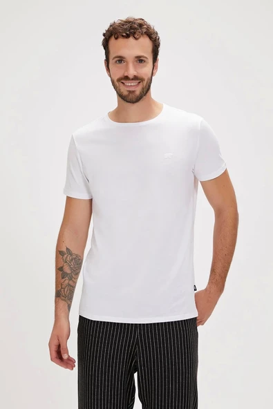 Solid T-Shirt Beyaz Basic Erkek Tişört ürün görseli 1