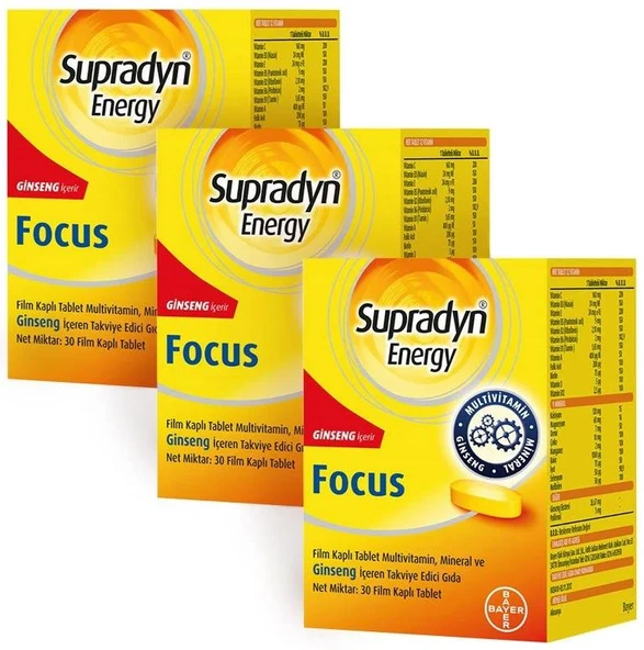 Supradyn Energy Focus Multivitamin 30 Tablet 3 Adet ürün görseli 1