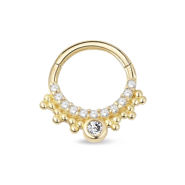 Tek Sıra Taşlı Top Toplu Altın Helix Piercing ürün görseli 1