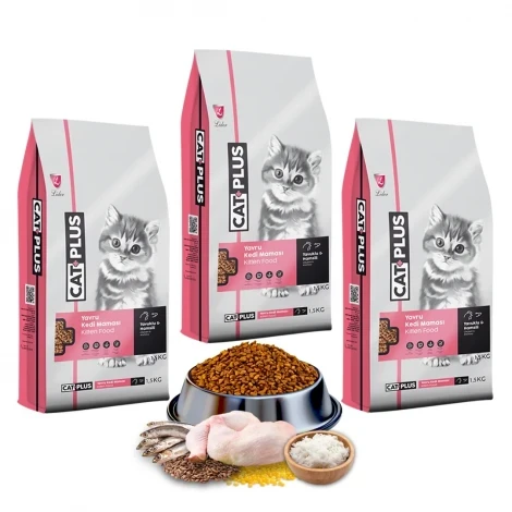 CatPlus Tavuklu Hamsili Yavru Kedi Maması 1,5 Kg x 3 Adet ürün görseli 1