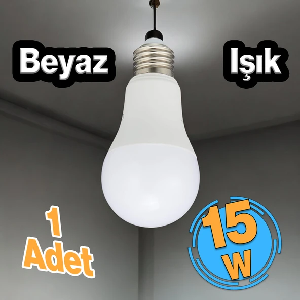 Tasarruflu Ampul 15 W Led Lamba Beyaz E27 Duy 1150 Lümen Uzun Ömürlü  220 Volt Elektrik 1 Adet ürün görseli 1