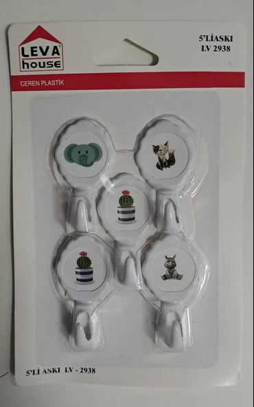 LEVA YAPIŞKANLI ASKI 5 Lİ HANGER LV-2938 ( KARIŞIK DESEN ) ürün görseli 1