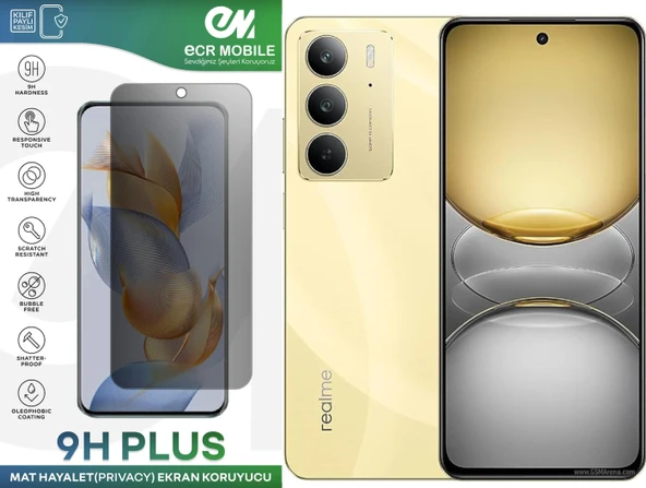 Realme C75 Ekran Koruyucu Tam Uyumlu 9H Esnek Nano Kırılmayan MAT HAYALET(Privacy) ürün görseli 1