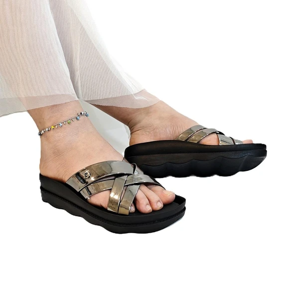 Pierre Cardin 7485 Platin Rugan Bayan Terlik - Resim 3
