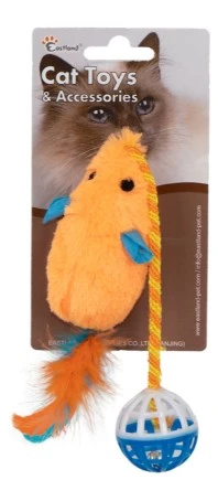 Eastland Tüylü Zilli Peluş Fare Kedi Oyuncağı  28 cm ürün görseli 1