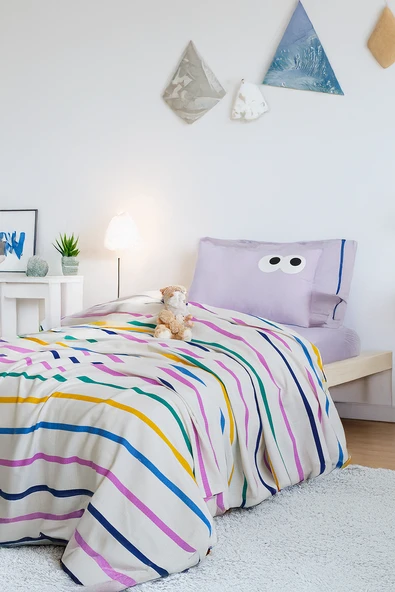Upstyle Baskılı Pike Takımı Tek Kişilik Funny Lila ürün görseli 1