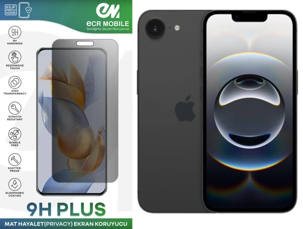 Iphone 16E Ekran Koruyucu Tam Uyumlu 9H Esnek Nano Kırılmayan MAT HAYALET(Privacy) ürün görseli 1