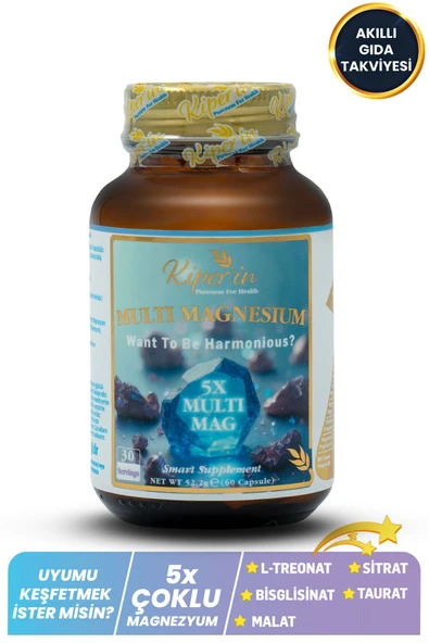Kiperin 5x Çoklu Magnezyum (Taurat, Bisglisinat, Malat, Sitrat, L-Treonat) 60 Kapsül ürün görseli 1