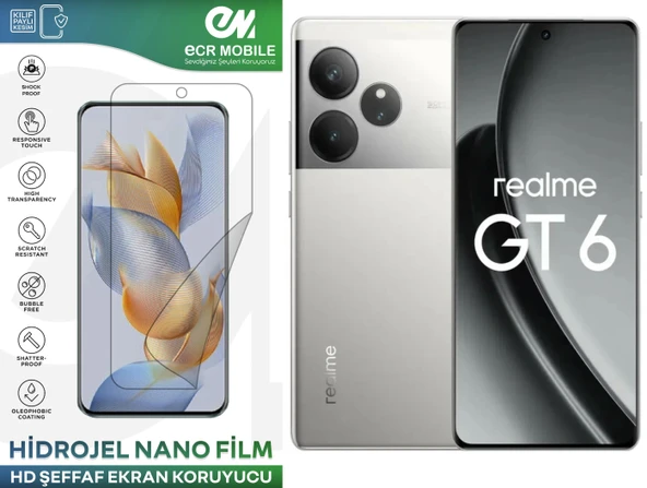 Realme GT6 ile Uyumlu Hidrojel Ekran Koruyucu Film HD-ŞEFFAF(Tempered Cam Değildir!) ürün görseli 1