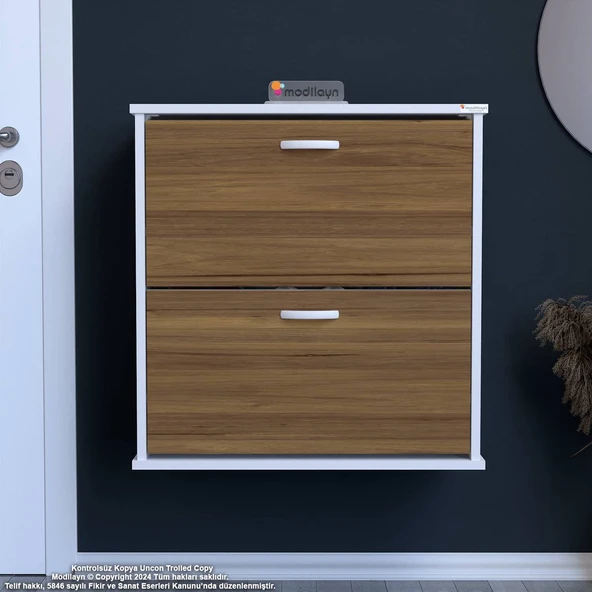 Modilayn UMAY Asma Antre 72 x 78 x 25,5 cm lik 2 Düşer Kapak 4 Göz Raf Ayakkabılık ürün görseli 1