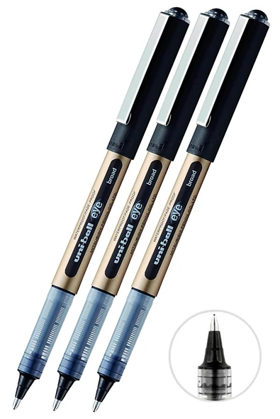Siyah Pilot Kalem 3 Adet Uniball Eye Broad 1.0 mm Roller Pilot Kalem Ub-150-10 Roller Uçlu Likit Mürekkepli ürün görseli 1