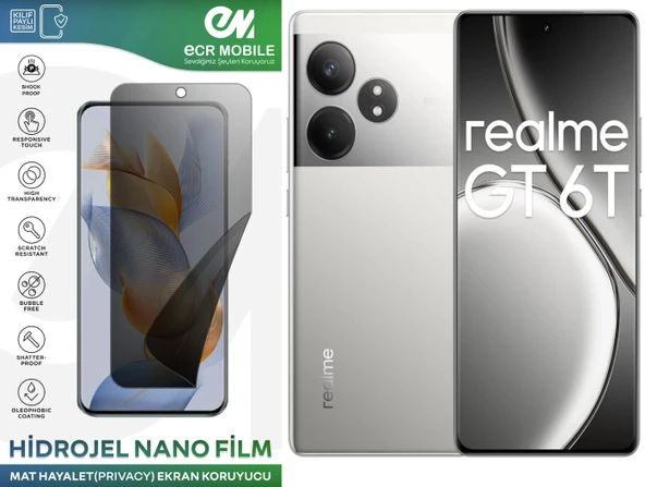 Realme GT 6T Uyumlu Hidrojel Nano Ekran Koruyucu Film HAYALET(Privacy)Tempered Cam Değildir ürün görseli 1