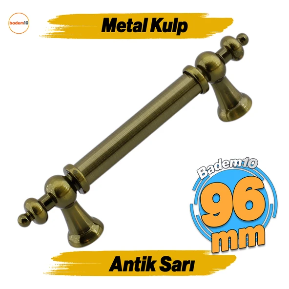 Osmanlı (96 mm - 9.6 cm) Antik Sarı Metal Mobilya Mutfak Çekmece Dolap Dolabı Kulbu Kulpu Kulpları ürün görseli 1