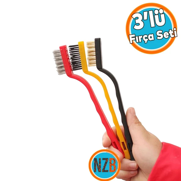 3'lü Set Tel Fırça Seti Mutfak Temizlik Plastik Çok Amaçlı Temizleme Fırçası Kir Pas Kireç Izgara ürün görseli 1