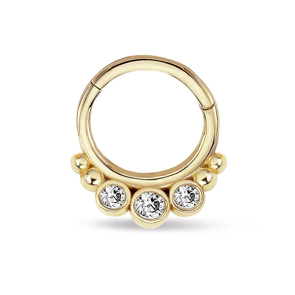 Top Top Üç Taş Altın Helix Piercing ürün görseli 1