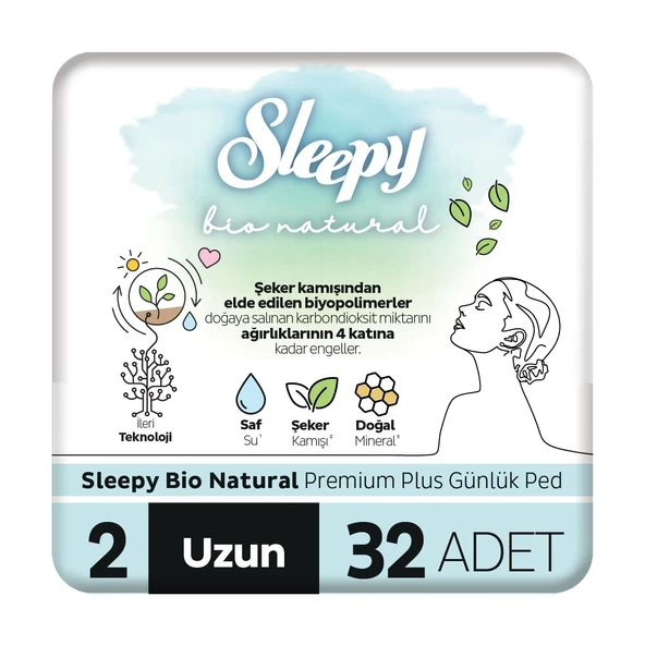 Sleepy Bio Natural Premium Plus Günlük Ped Uzun 32x10 320 Adet ürün görseli 1