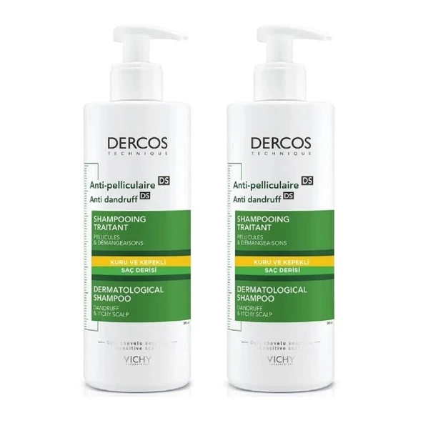 Vichy Dercos Kepeğe Karşı Etkili Bakım Kuru Saç Derisi Şampuanı 390 ml  x 2 ürün görseli 1
