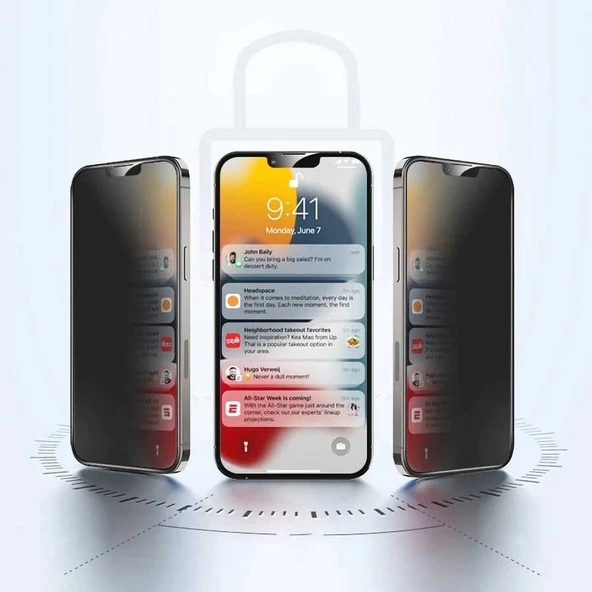 Apple iPhone 16E Davin 5D Privacy Cam Ekran Koruyucu - Resim 3