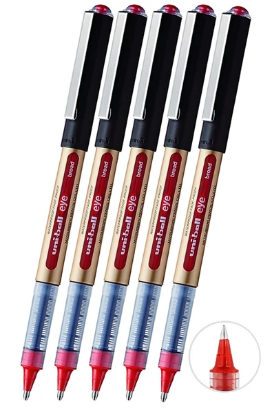 Kırmızı Pilot Kalem 5 Adet Uniball Eye Broad 1.0 mm Roller Pilot Kalem Ub-150-10 Roller Uçlu Likit Mürekkepli ürün görseli 1