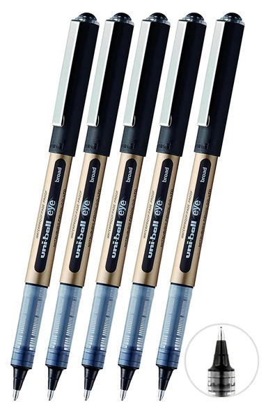 Siyah Pilot Kalem 5 Adet Uniball Eye Broad 1.0 mm Roller Pilot Kalem Ub-150-10 Roller Uçlu Likit Mürekkepli ürün görseli 1