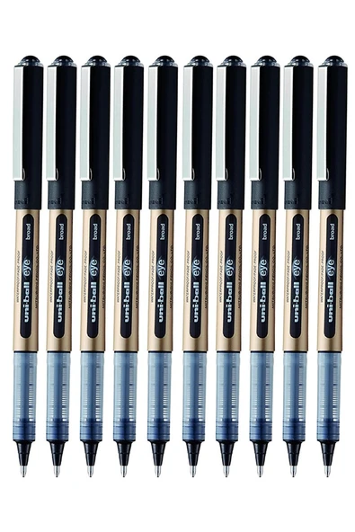 Siyah Pilot Kalem 10 Adet Uniball Eye Broad 1.0 mm Roller Pilot Kalem Ub-150-10 Roller Uçlu Likit Mürekkepli ürün görseli 1