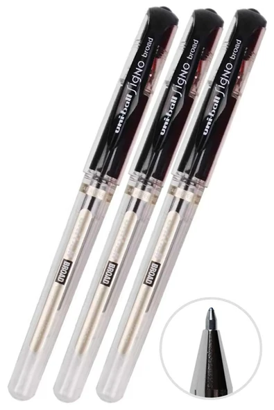 Siyah İmza Kalemi 3 Adet Uniball Signo Broad1.0 mm Roller Pilot Kalem Um-153 Roller Uçlu Likit Mürekkepli Pilot Kalem ürün görseli 1