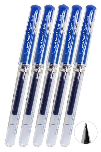 Mavi İmza Kalemi 5 Adet Uniball Signo Broad 1.0 mm Roller Pilot Kalem Um-153 Roller Uçlu Likit Mürekkepli Pilot Kalem ürün görseli 1