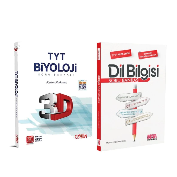 3D TYT Biyoloji ve AKM Dil Bilgisi Soru Bankası Seti 2 Kitap ürün görseli 1
