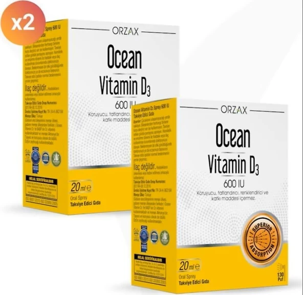Ocean Vitamin D3 600 IU Sprey 20 ml 2 Adet ürün görseli 1