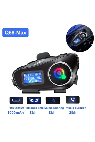 500 Mt Intercom 2 Eşleşmeli Kask Kulaklık Su Geçirmez Bluetooth Motosiklet Stereo Mp3 FM Radyo ürün görseli 1