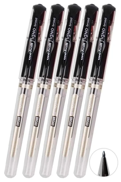 Siyah İmza Kalemi 5 Adet Uniball Signo Broad 1.0 mm Roller Pilot Kalem Um-153 Roller Uçlu Likit Mürekkepli Pilot Kalem ürün görseli 1
