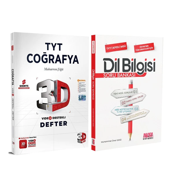 3D Yayınları TYT Coğrafya Video Destekli Defter ve AKM Dil Bilgisi Soru Bankası Seti 2 Kitap ürün görseli 1