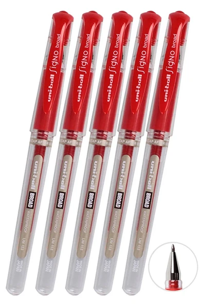Kırmızı İmza Kalemi 5 Adet Uniball Signo Broad 1.0 mm Roller Pilot Kalem Um-153 Roller Uçlu Likit Mürekkepli Pilot Kalem ürün görseli 1