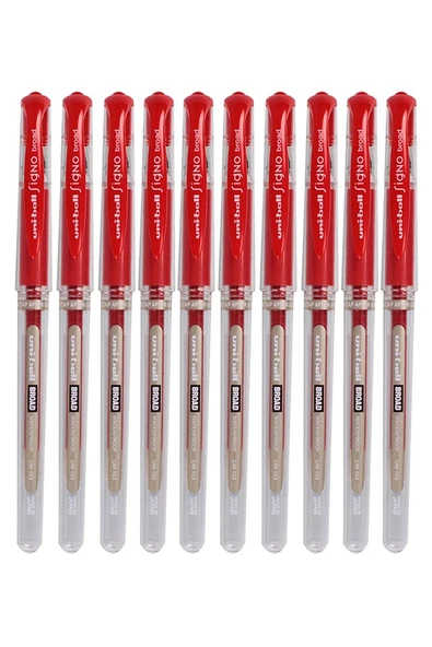 Kırmızı İmza Kalemi 10 Adet Uniball Signo Broad 1.0 mm Roller Pilot Kalem Um-153 Roller Uçlu Likit Mürekkepli Kalem ürün görseli 1
