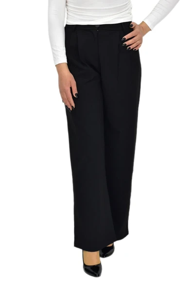 Kadın Siyah Pileli Bol Kumaş Pantolon BGL-ST04299 ürün görseli 1
