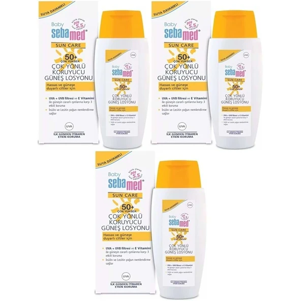 Sebamed Sun Care Bebek Güneş Losyonu Kremi 50+ Faktör 150ML (Hassas Ciltler İçin) (3 Lü Set) ürün görseli 1