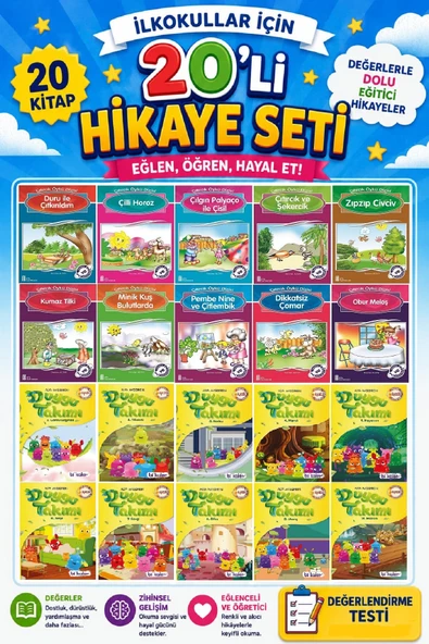 1.ve 2.Sınıflar İçin 20 li Hikaye Seti 2 (32 Sayfa) ürün görseli 1