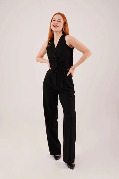 Premium Model Oturtmalı Siyah Pantolon - Resim 4