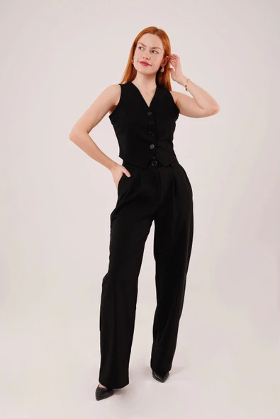 Premium Model Oturtmalı Siyah Pantolon ürün görseli 1