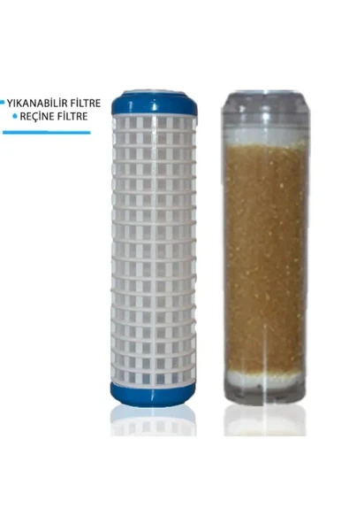 WaterMelon  Daire Bina Sayaç Girişi 10" Inc 2 Aşama ( Yıkanabilir , Reçine ) Yedek Filtre Seti ürün görseli 1