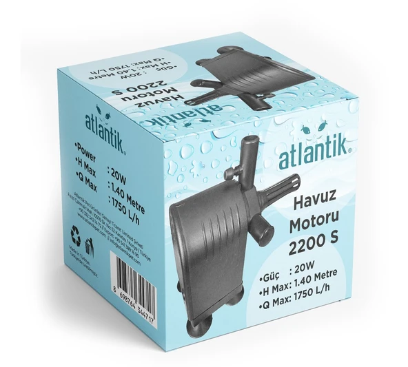 Atlantik Kafa Motoru 2200S 20w 1750 Lt/h ürün görseli 1