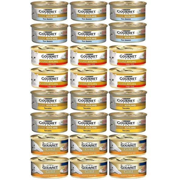 Gourmet Karışık Kıyılmış Konserve Kedi Yaş Maması 24 X 85 gr ürün görseli 1