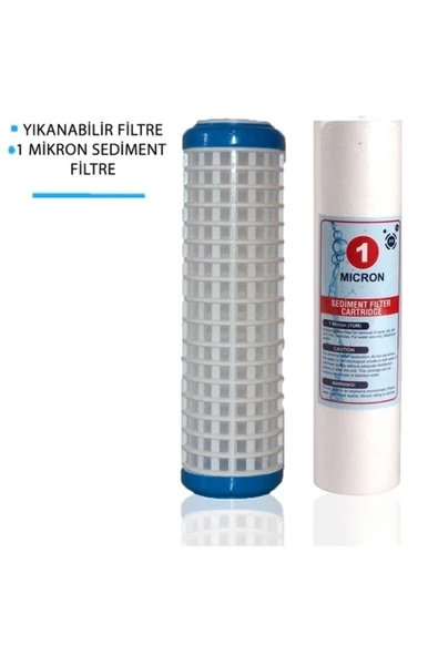 WaterMelon  Daire Bina Sayaç Girişi 10" Inc 2 Aşama ( Yıkanabilir , 1m Sediment ) Yedek Filtre Seti ürün görseli 1